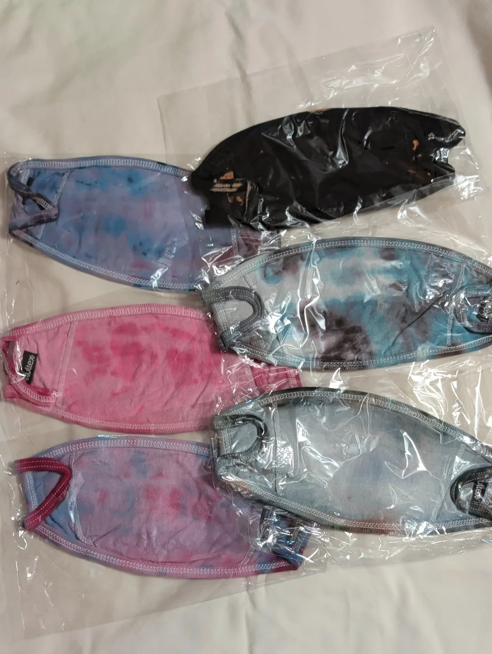 NWOT (017) Tultex Assortment Of 6 Cotton Hand Tie-dyed Face Masks/ Kids & Adults